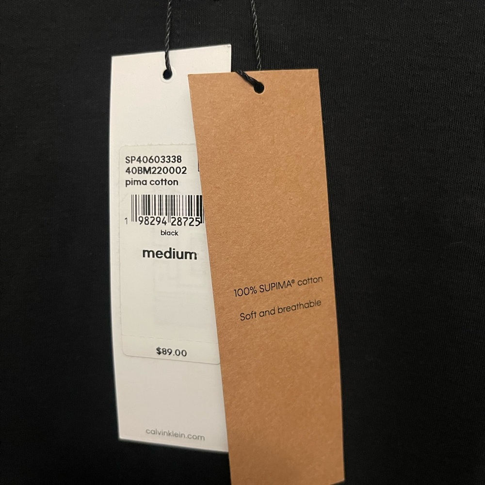 CALVIN KLEIN Classic Fit Black Cotton Shirt Sleeve Polo Shirt Men’s Sz M - NWT - Picture 5 of 6